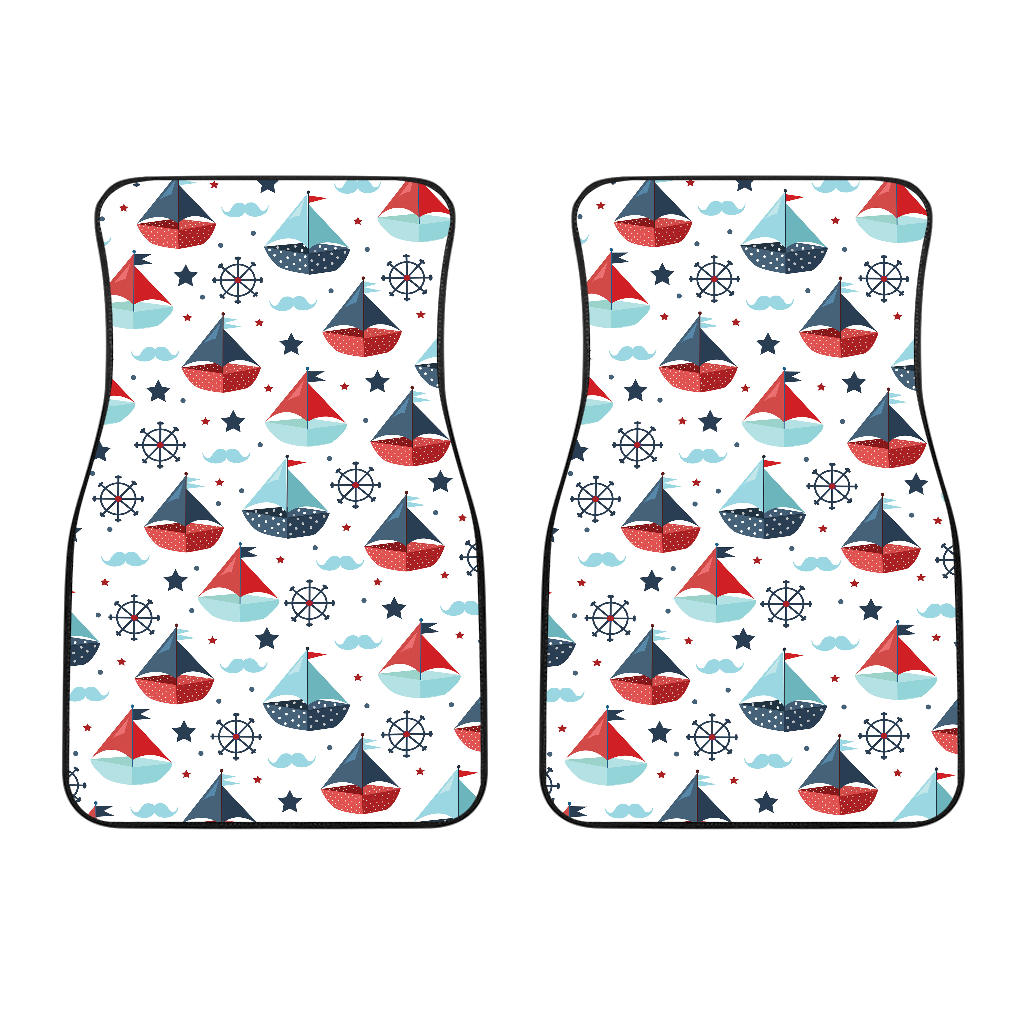 Cute Color Paper Sailboat Pattern Front Car Mats