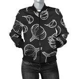 Garlic Pattern Black Background Women'S Bomber Jacket