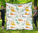 Cute Funny Kids Dinosaurs Pattern Premium Quilt