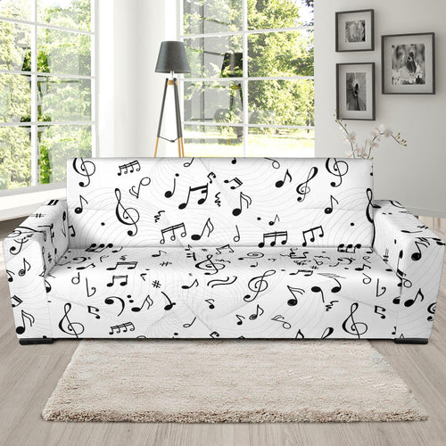Music Notes Pattern Print Design 04 Sofa Slipcover