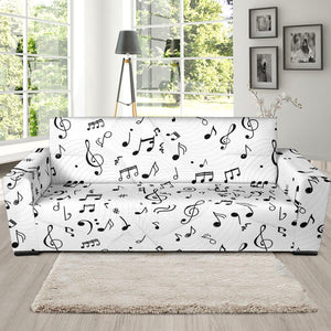 Music Notes Pattern Print Design 04 Sofa Slipcover