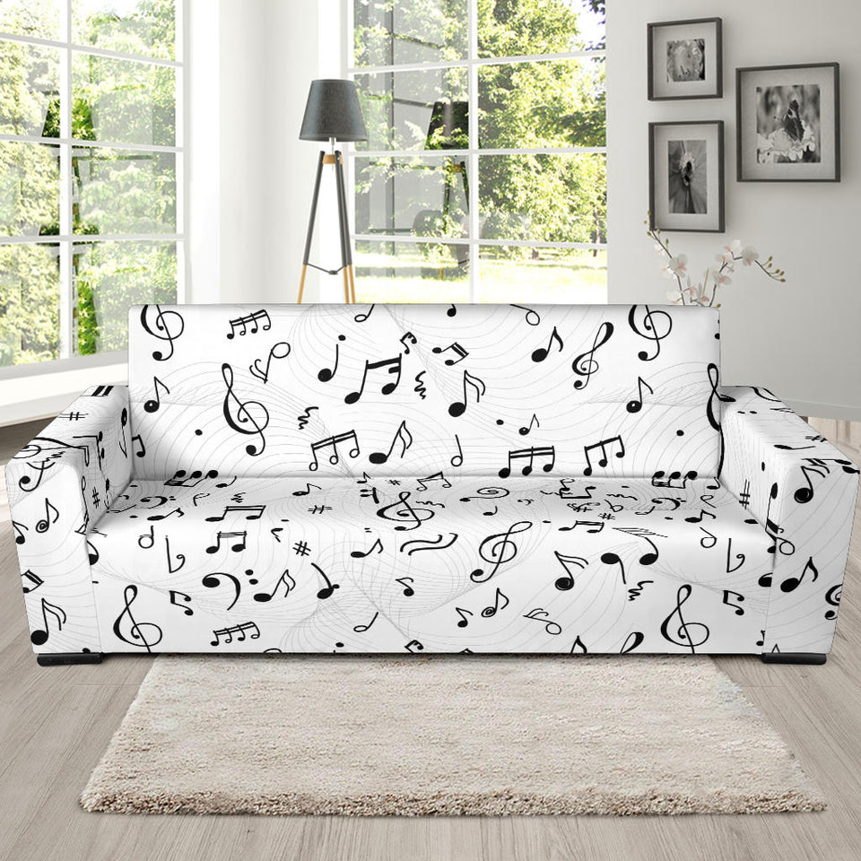 Music Notes Pattern Print Design 04 Sofa Slipcover
