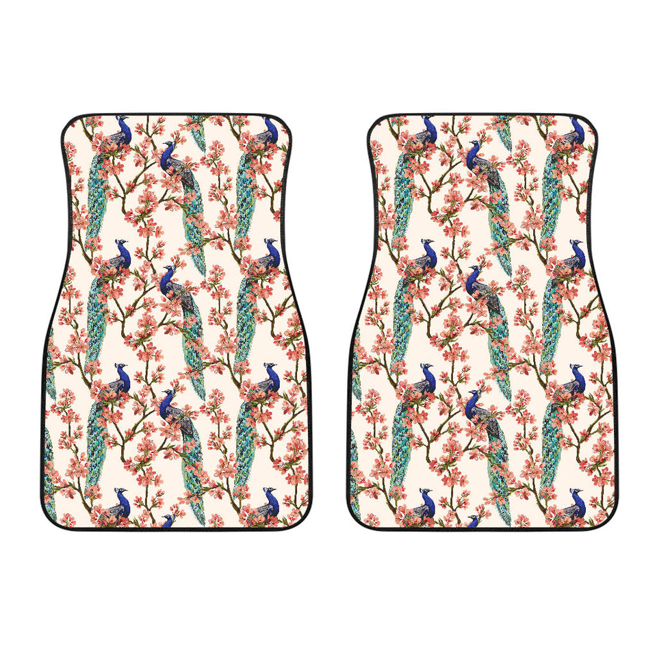Peacock Tropical Flower Pattern Front Car Mats