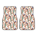 Peacock Tropical Flower Pattern Front Car Mats