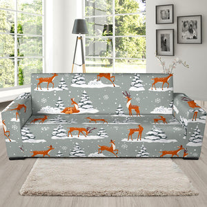 Beautiful Deers Winter Christmas Sofa Slipcover