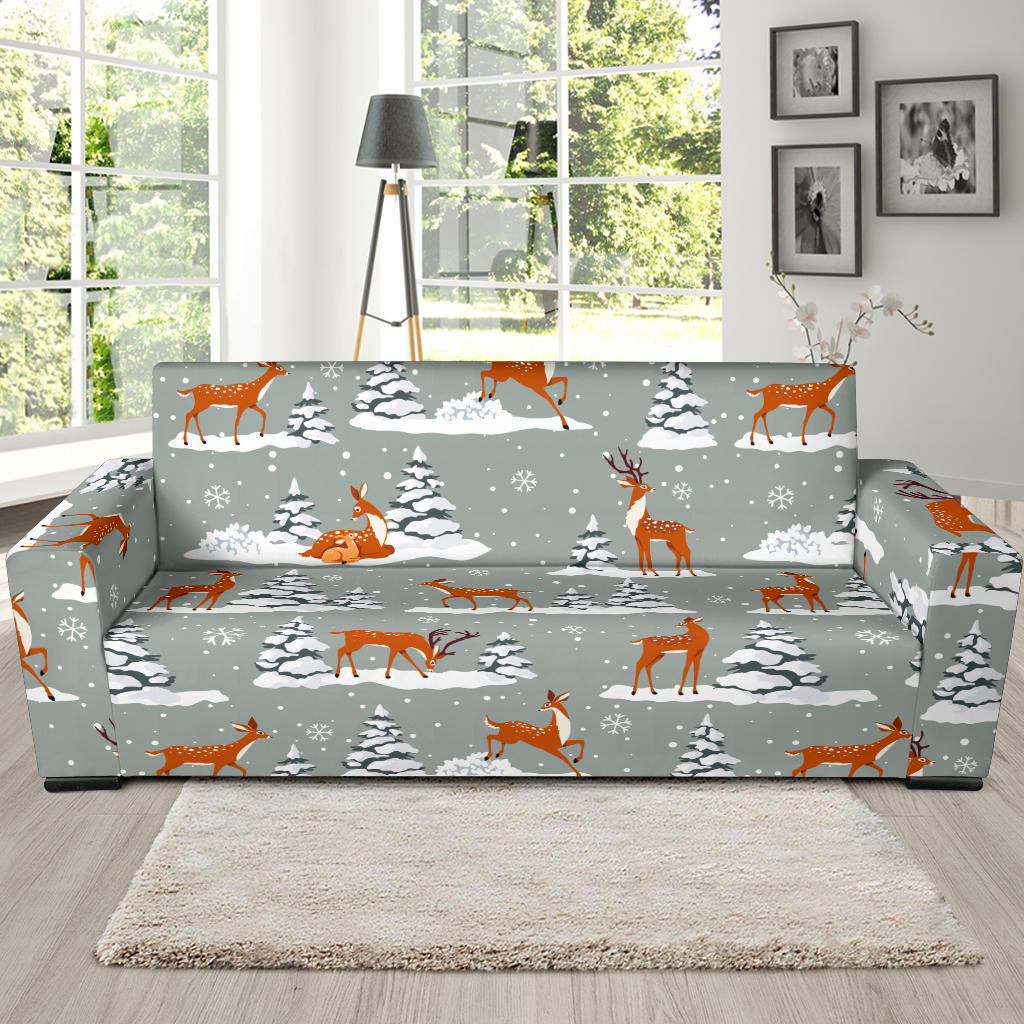 Beautiful Deers Winter Christmas Sofa Slipcover