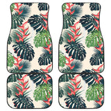 Heliconia Flowers, Palm And Monstera Leaves Front And Back Car Mats