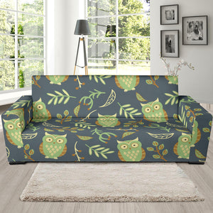 Cute Owls Leaves Pattern Sofa Slipcover