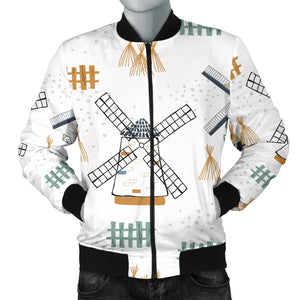 Windmill Pattern Men'S Bomber Jacket