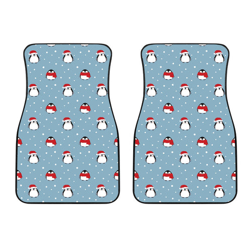 Cute Penguin Christmas Snow Pattern Front Car Mats