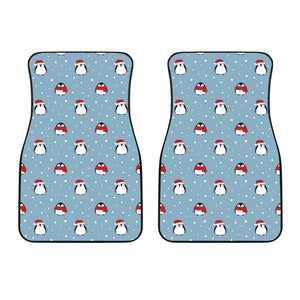 Cute Penguin Christmas Snow Pattern Front Car Mats