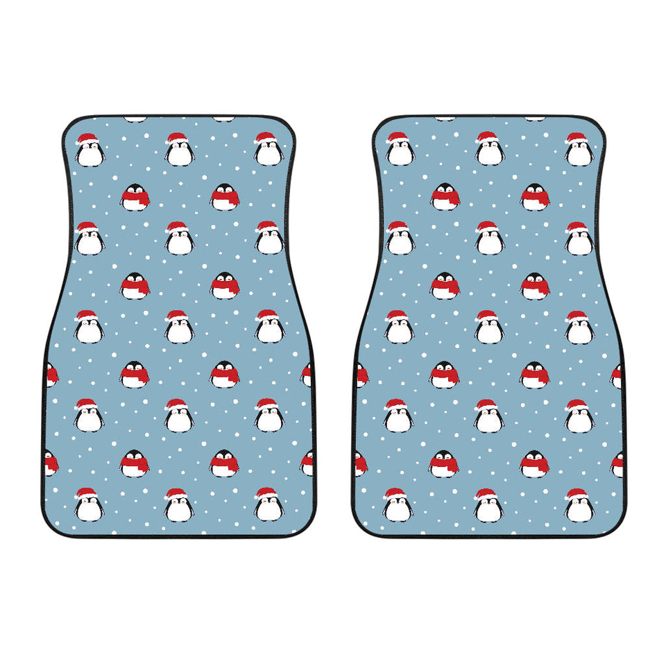 Cute Penguin Christmas Snow Pattern Front Car Mats