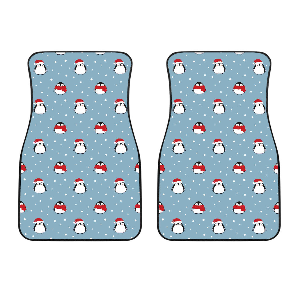 Cute Penguin Christmas Snow Pattern Front Car Mats