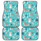 Christmas Cute Siberian Husky Puppie Pattern Front And Back Car Mats