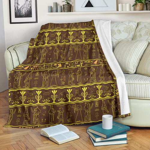 Egypt Hieroglyphics Pattern Print Design 03 Premium Blanket