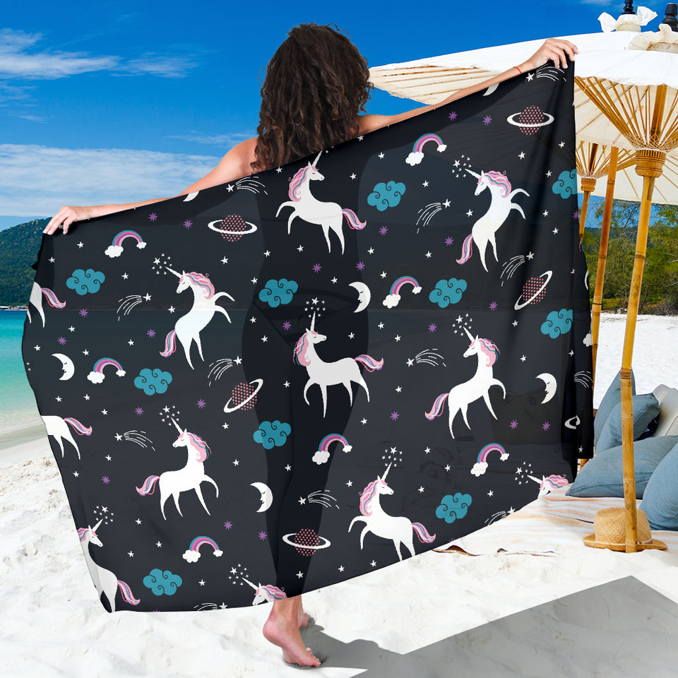 Unicorn Rainbows Moon Clound Star Pattern Sarong