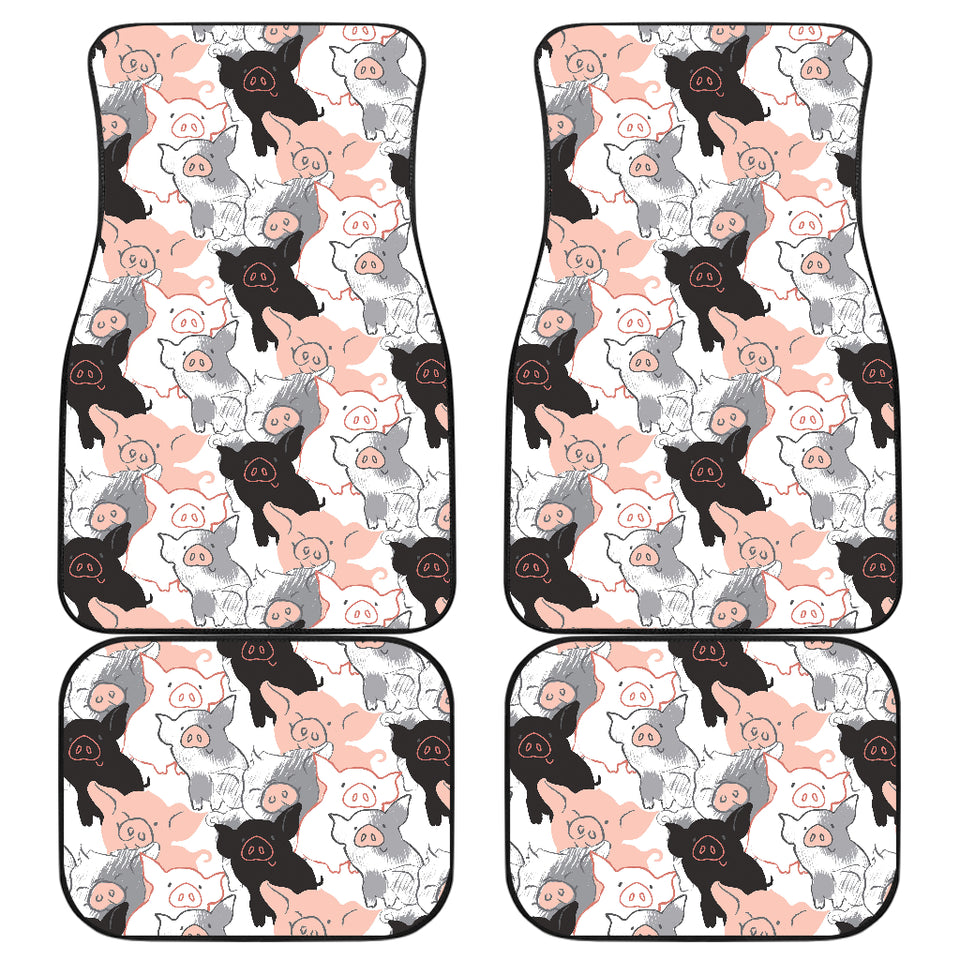 Pig Pattern Print Design 05 Front and Back Car Mats