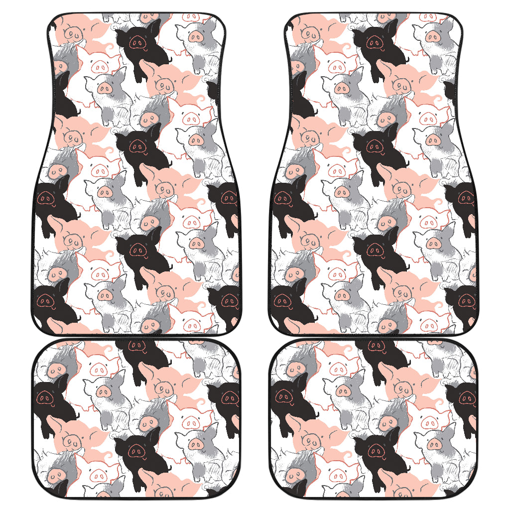 Pig Pattern Print Design 05 Front and Back Car Mats