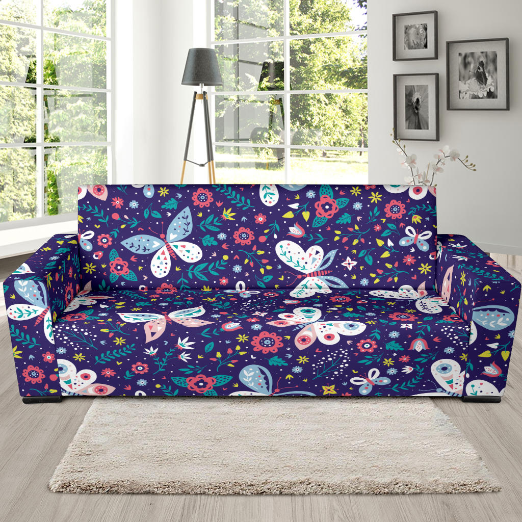 Colorful Butterfly Flower Pattern.Eps Sofa Slipcover