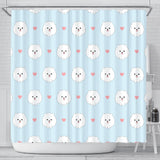 White Cute Pomeranian Pattern Shower Curtain Fulfilled In US