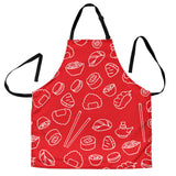 Sushi Pattern Red Background Adjustable Apron
