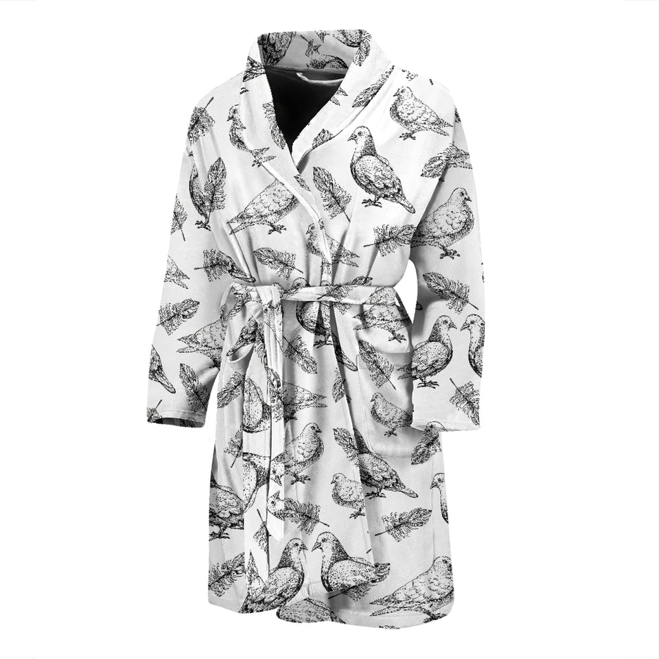 Pigeon Pattern Print Design 05 Men's Bathrobe