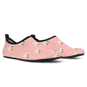 Cute Hamster Cheese Pattern Pink Background Aqua Shoes