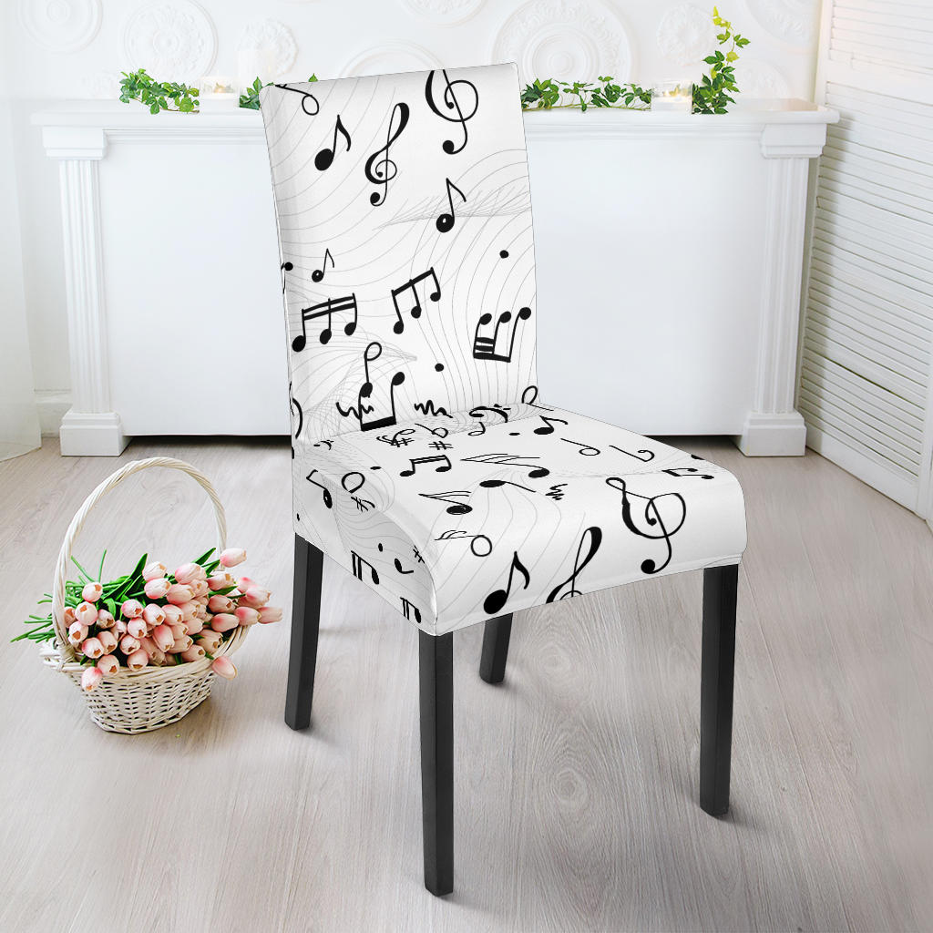 Music Notes Pattern Print Design 04 Dining Chair Slipcover