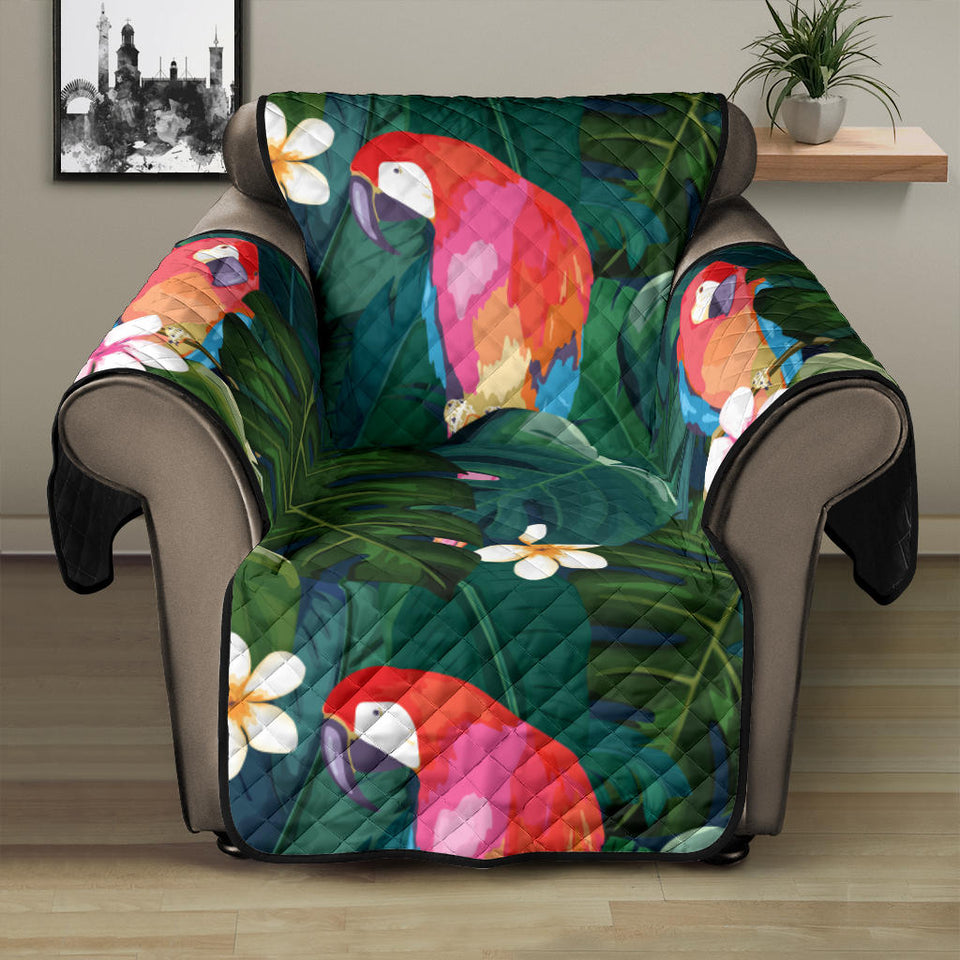 Parrot Palm tree leaves flower hibiscus pattern Recliner Cover Protector