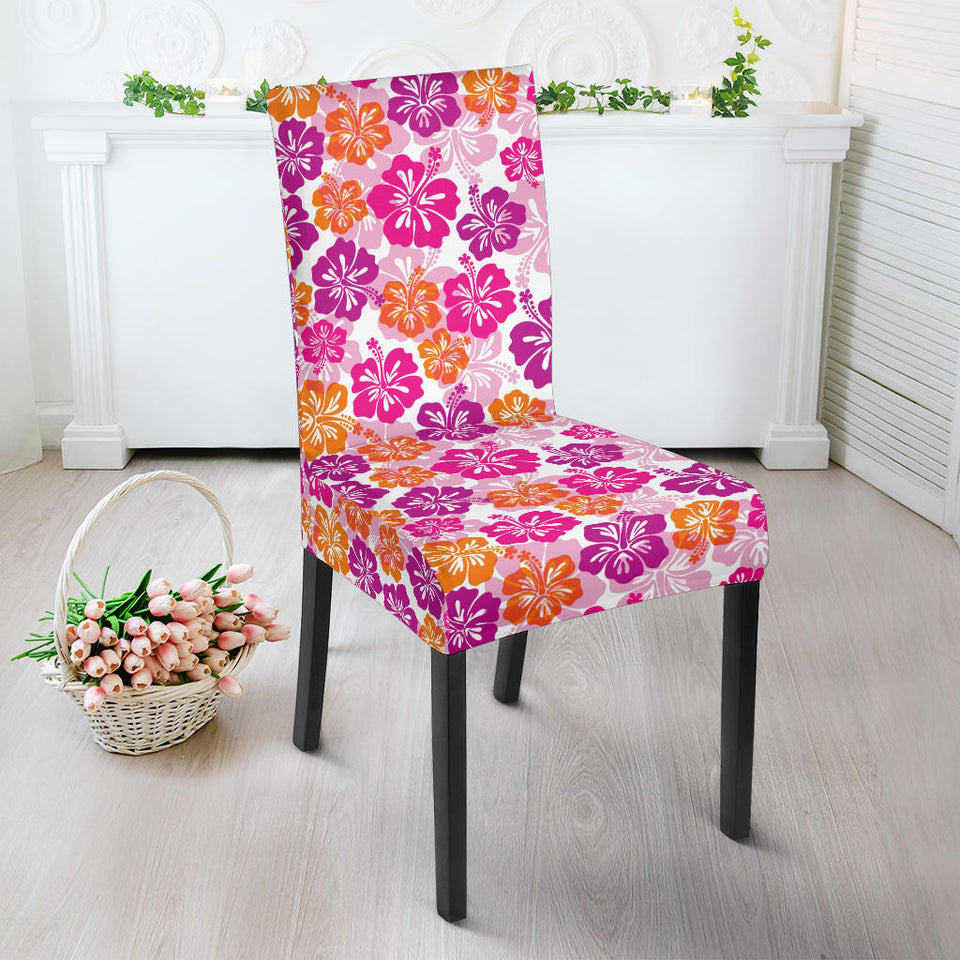 Hibiscus Pattern Print Design 01 Dining Chair Slipcover