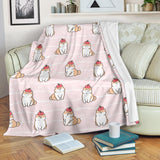 Cute Shiba Inu Dog Apple Pattern Premium Blanket