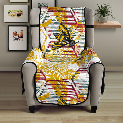 Cool Bee honeycomb leaves pattern Chair Cover Protector