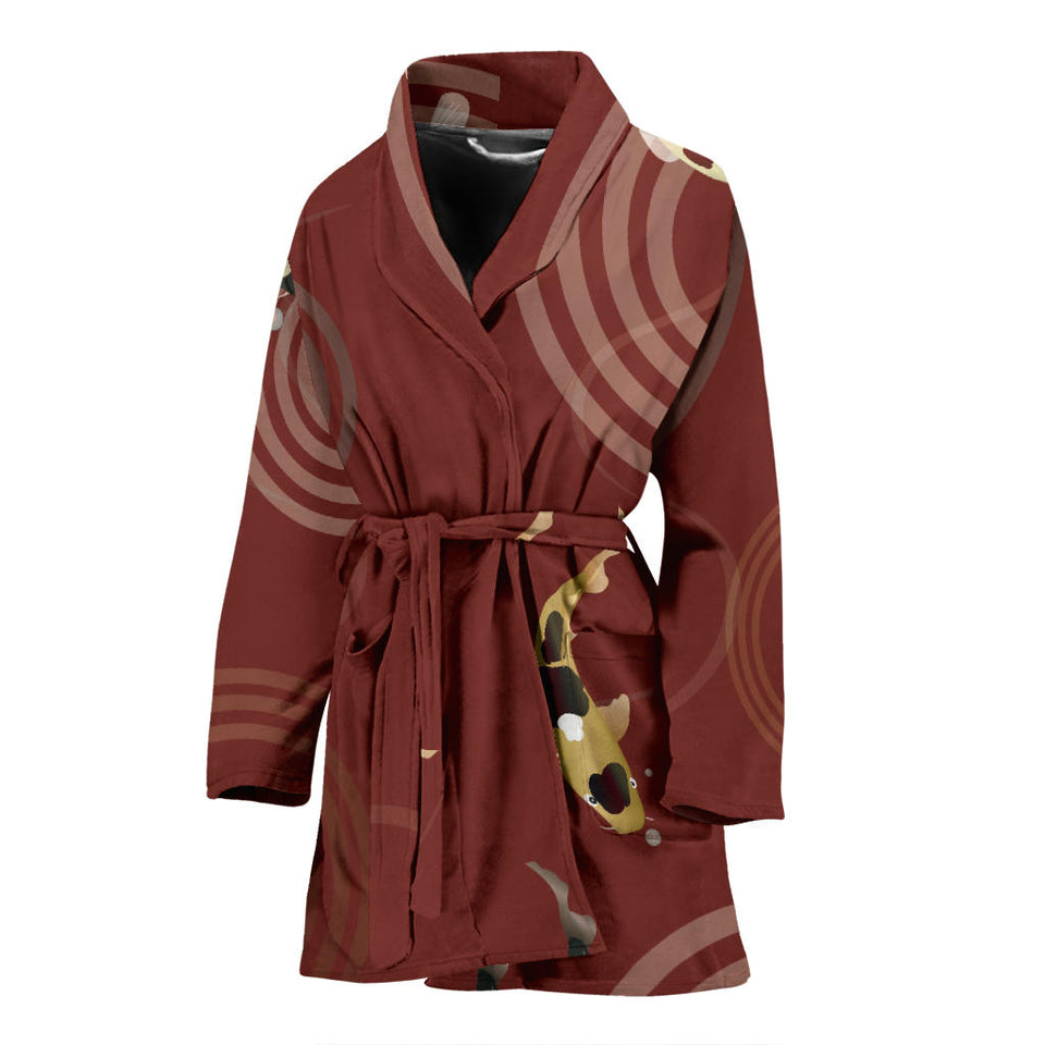 Koi Fish Carp Fish Red Background Women'S Bathrobe