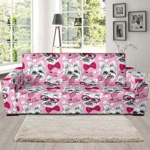 Yorkshire Terrier Pattern Print Design 03  Sofa Slipcover