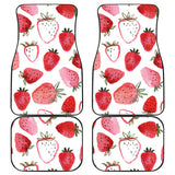 Watercolor Hand Drawn Beautiful Strawberry Pattern Front And Back Car Mats