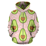 Avocado Heart Pink Background Zip Up Hoodie