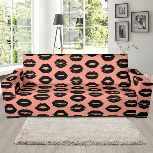 Lips Pattern Print Design 02 Sofa Slipcover