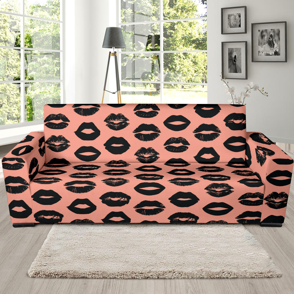 Lips Pattern Print Design 02 Sofa Slipcover