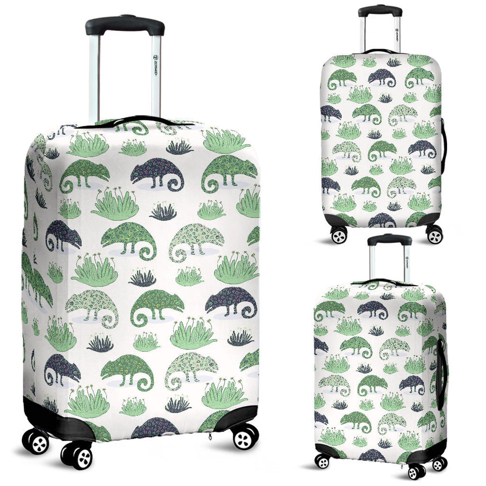 Chameleon Lizard Succulent Plant Pattern Luggage Covers