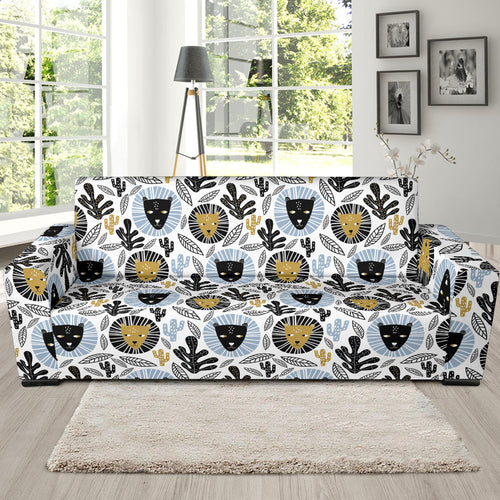 Lion Pattern Print Design 05 Sofa Slipcover