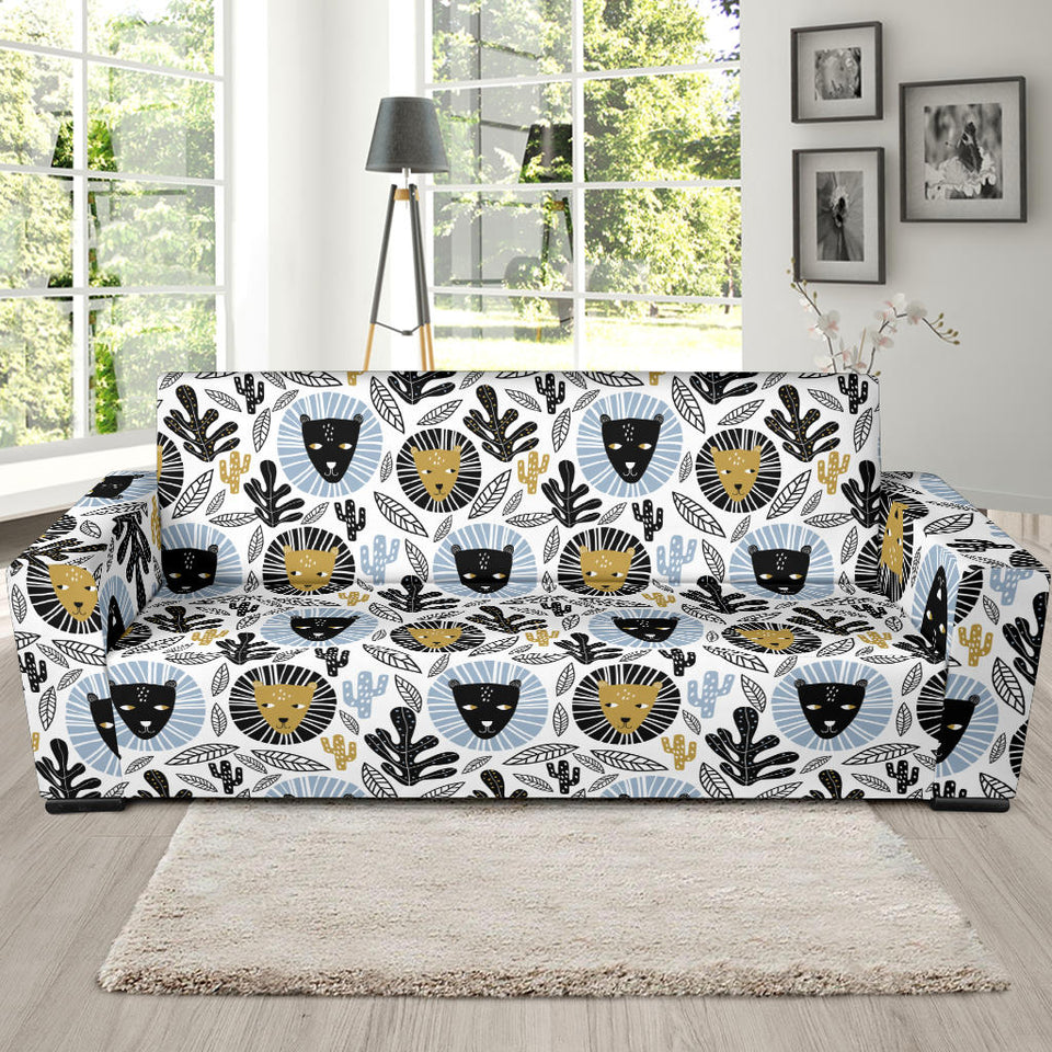 Lion Pattern Print Design 05 Sofa Slipcover
