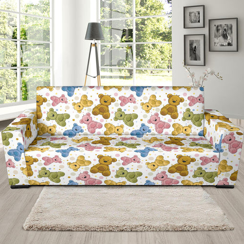 Teddy Bear Pattern Print Design 01  Sofa Slipcover