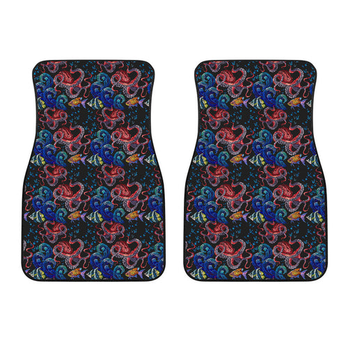 Octopus Sea Wave Tropical Fishe Pattern Front Car Mats