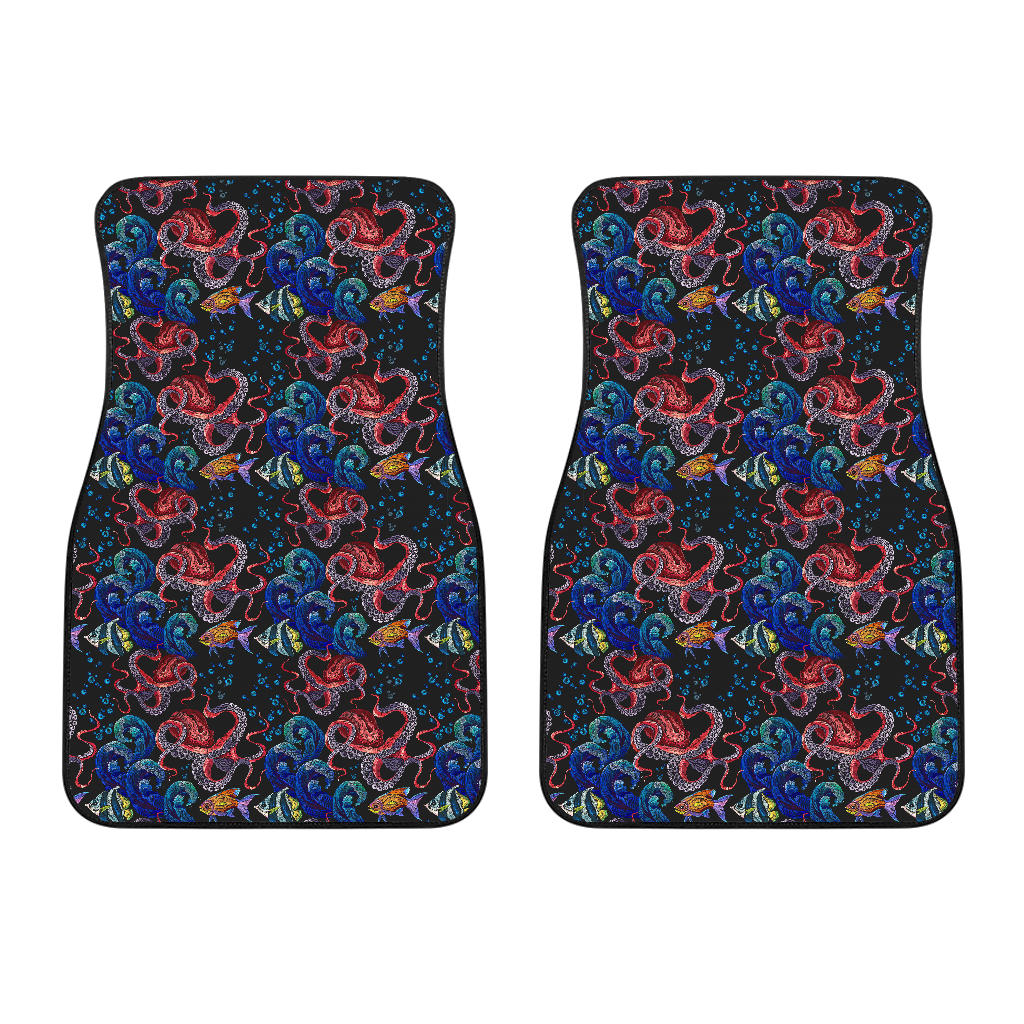 Octopus Sea Wave Tropical Fishe Pattern Front Car Mats