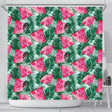 Watermelons Tropical Palm Leaves Pattern Shower Curtain Fulfilled In US