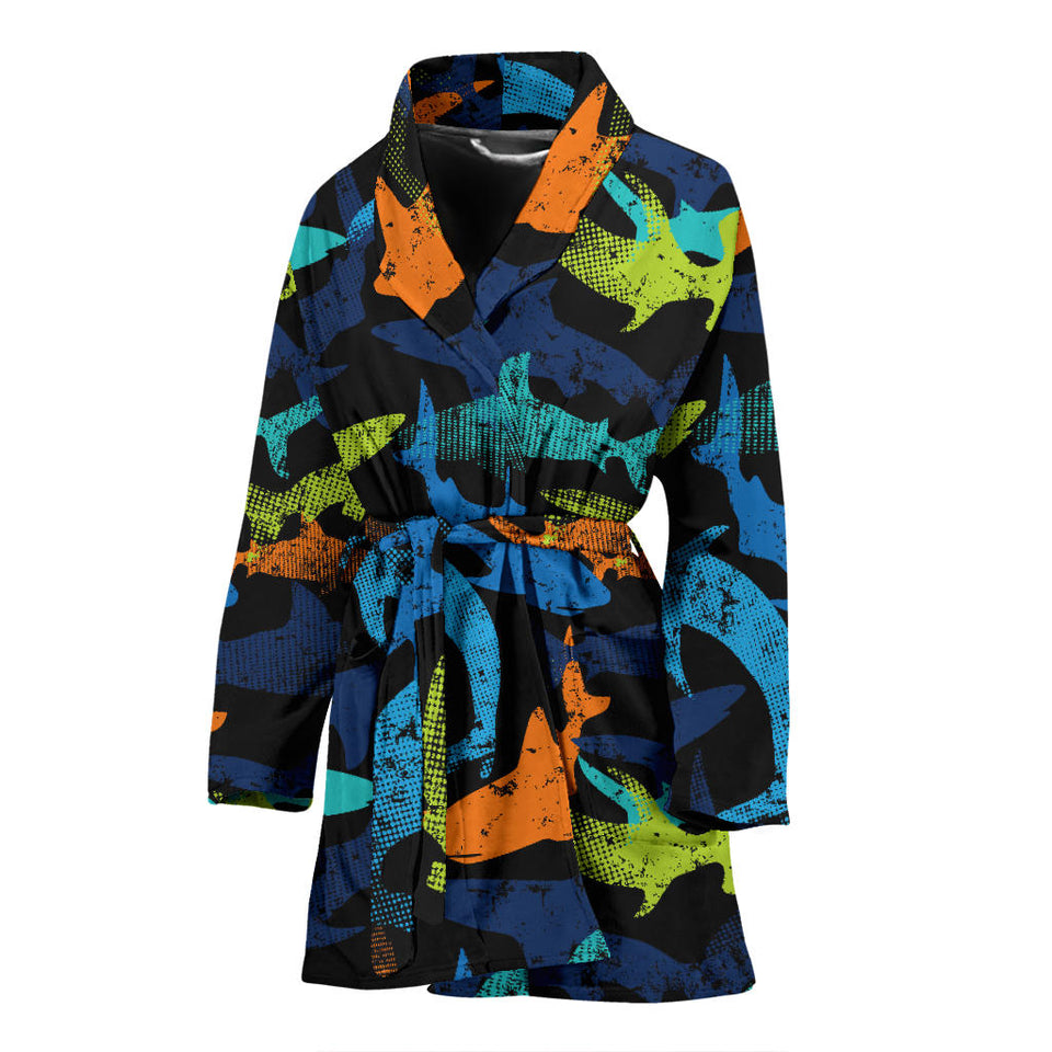 Colorful Shark Women'S Bathrobe