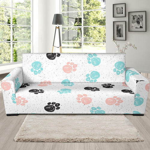 Dog Paws Pattern Print Design 04 Sofa Slipcover