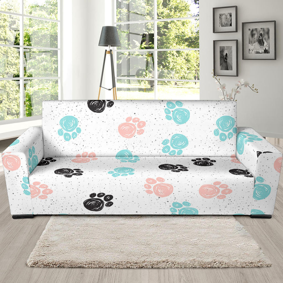 Dog Paws Pattern Print Design 04 Sofa Slipcover