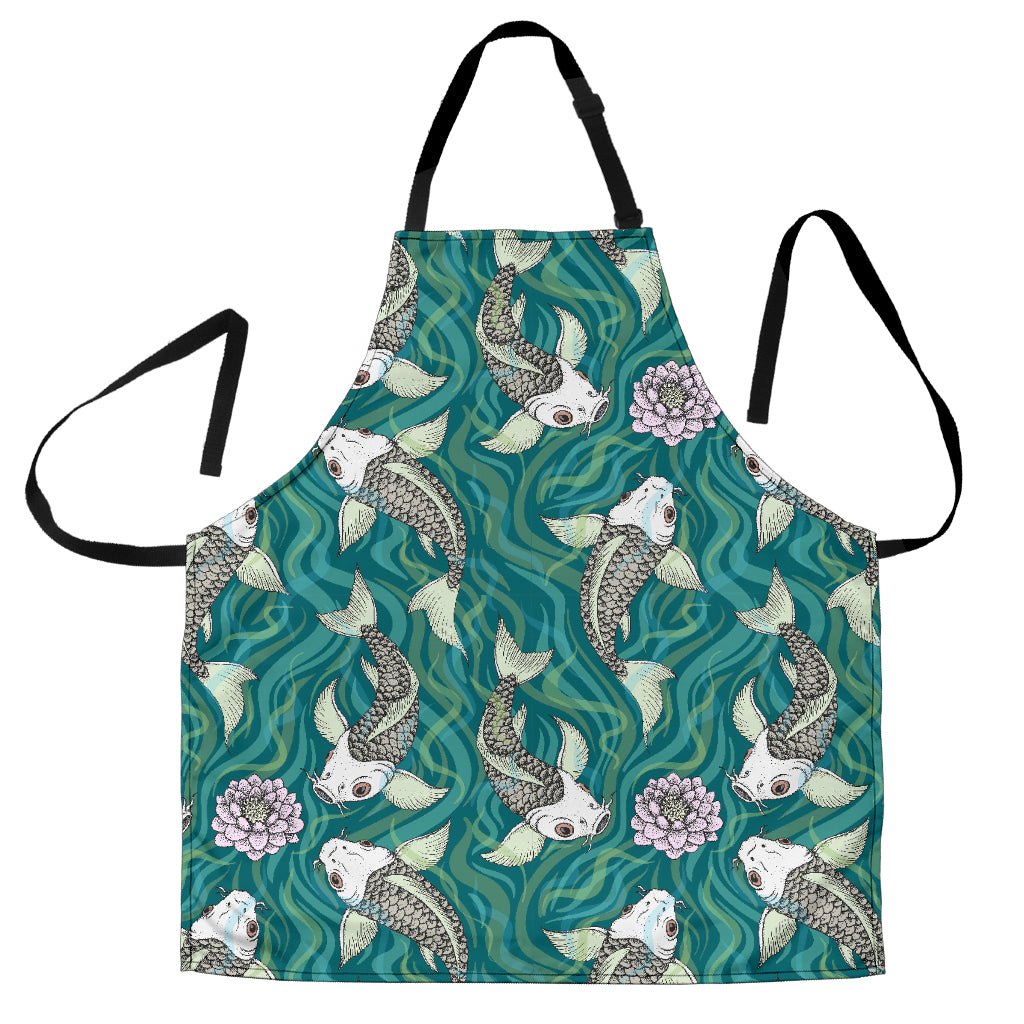 Koi Fish Carp Fish Lotus Pattern Adjustable Apron