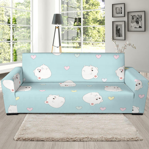 White Cute Hamsters Heart Pattern Sofa Slipcover